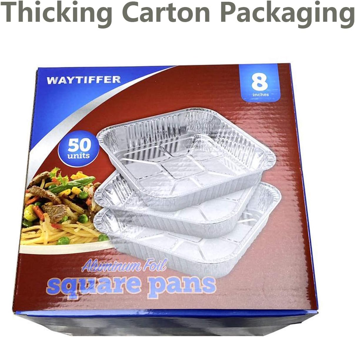 Waytiffer 25pack- 8 x 8 Aluminum foil Pans Disposable Heavy Duty Square baking Cake Pan, Cooking Tins Homemade Breads Oven Pans,Foil Pan, Baking pan Roasting