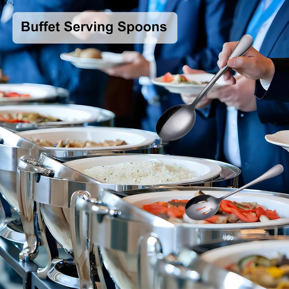 Serving Spoons Set, 8.7 Inch Serving Spoon, Slotted Spoons, Gold