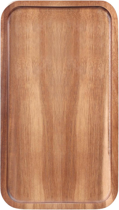 Large Wooden Serving Trays Long Party Charcuterie Boards Acacia Wood Platters Serving Cheese Board Rectangular Appetizer Snack Plates Rectangle Kitchen Dinner Platter for Food Dish Cake Dessert Tray