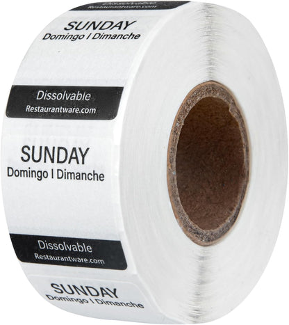 Restaurantware RW Smart 1 Inch x 1 Inch Food Rotation Labels 500 Dissolvable Food Safety Labels - Premium Trilingual Green Paper Day Of The Week Labels For Food Storage Or Prep Friday