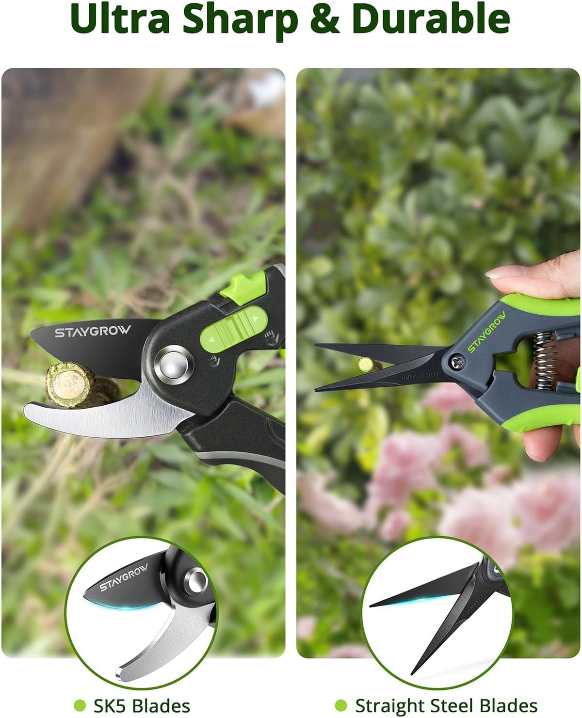 2pcs 6.5" Pruning Shears for Gardening Ultra Sharp Garden Scissors