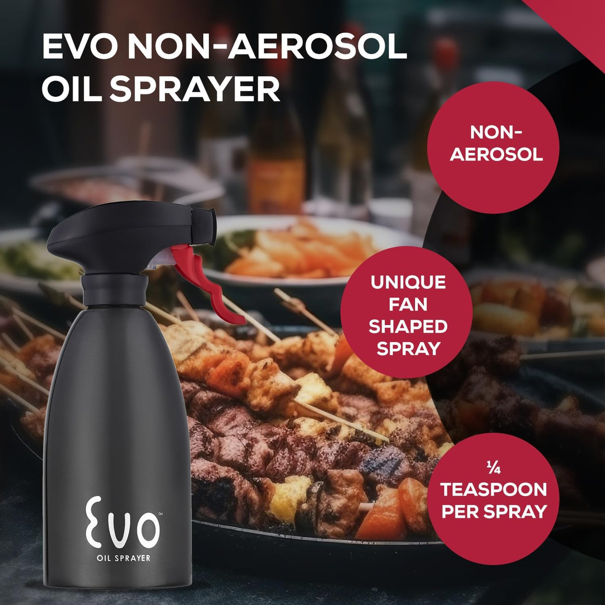 Evo Oil Sprayer 18/8 Stainless Steel, Non-Aerosol for Olive, Cooking Oils, and Vinegars, Silver, 16-Ounce Capacity
