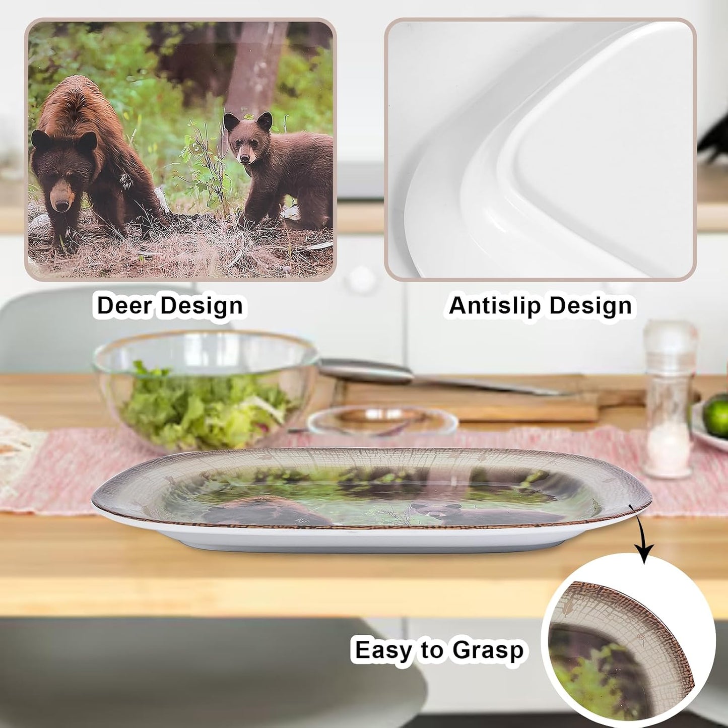 2 Pack Extra Large 17.5 Inch White Serving Trays – Reusable Melamine Platters for Parties, Snacks & Cookies, Durable Food Serving Dishes for Entertaining, Pantry & Kitchen Use White