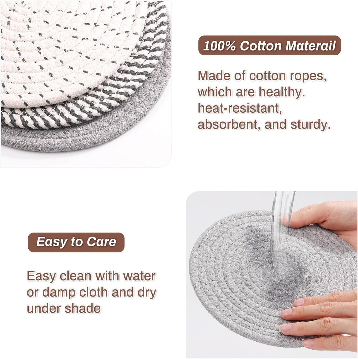 Billbotk 8'' Trivets Hot Dishes, Hot pots and Pans, 6 Heat Resistant Hot Pads, Pot Holders Kitchen, Hot Plate Mats Kitchen Countertops, Table, Home Essentials New Home and Farmhouse Decor