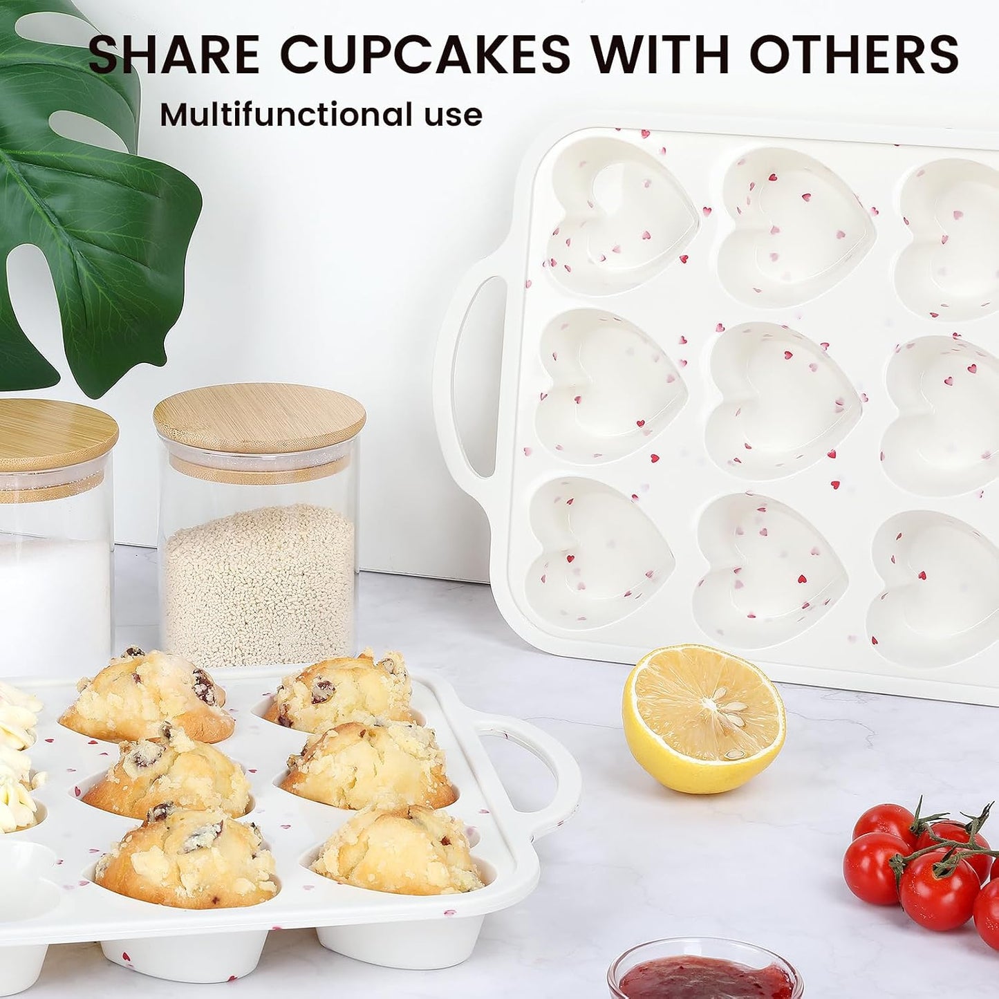 Vinino 2Pack Silicone Muffin Pan for Baking with Metal Reinforced Frame, 12 Cup Regular Size Cupcake Pan, BPA Free Silicone Muffin Tray, Cupcake Baking Pan Bite Molds for Oven Dishwasher Safe