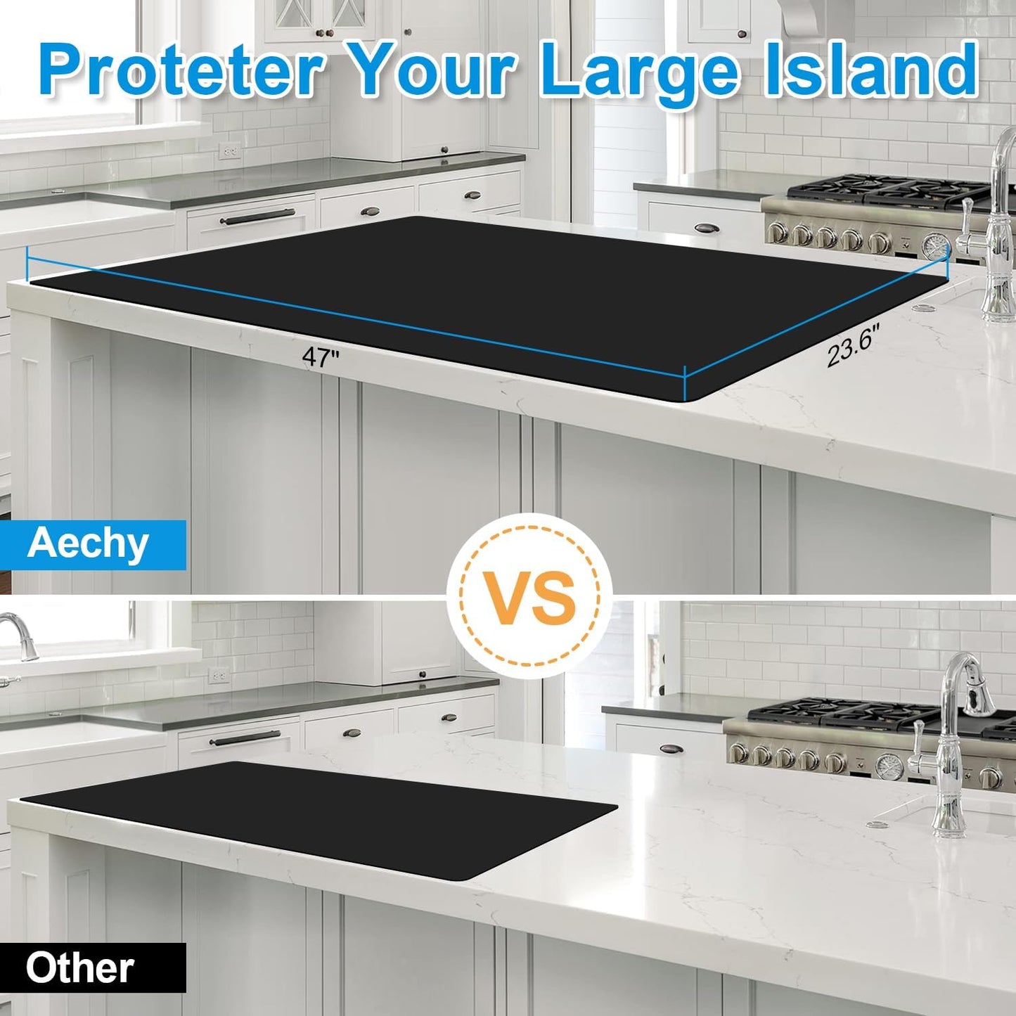AECHY Extra Large Silicone Mat 78.74”x19.69”x0.08”, Multipurpose Silicone Mat Thick Heat Resistant Mat Shipped Rolled Up Kitchen Counter Mat Nonslip Silicone Mats for Kitchen Counter Translucent