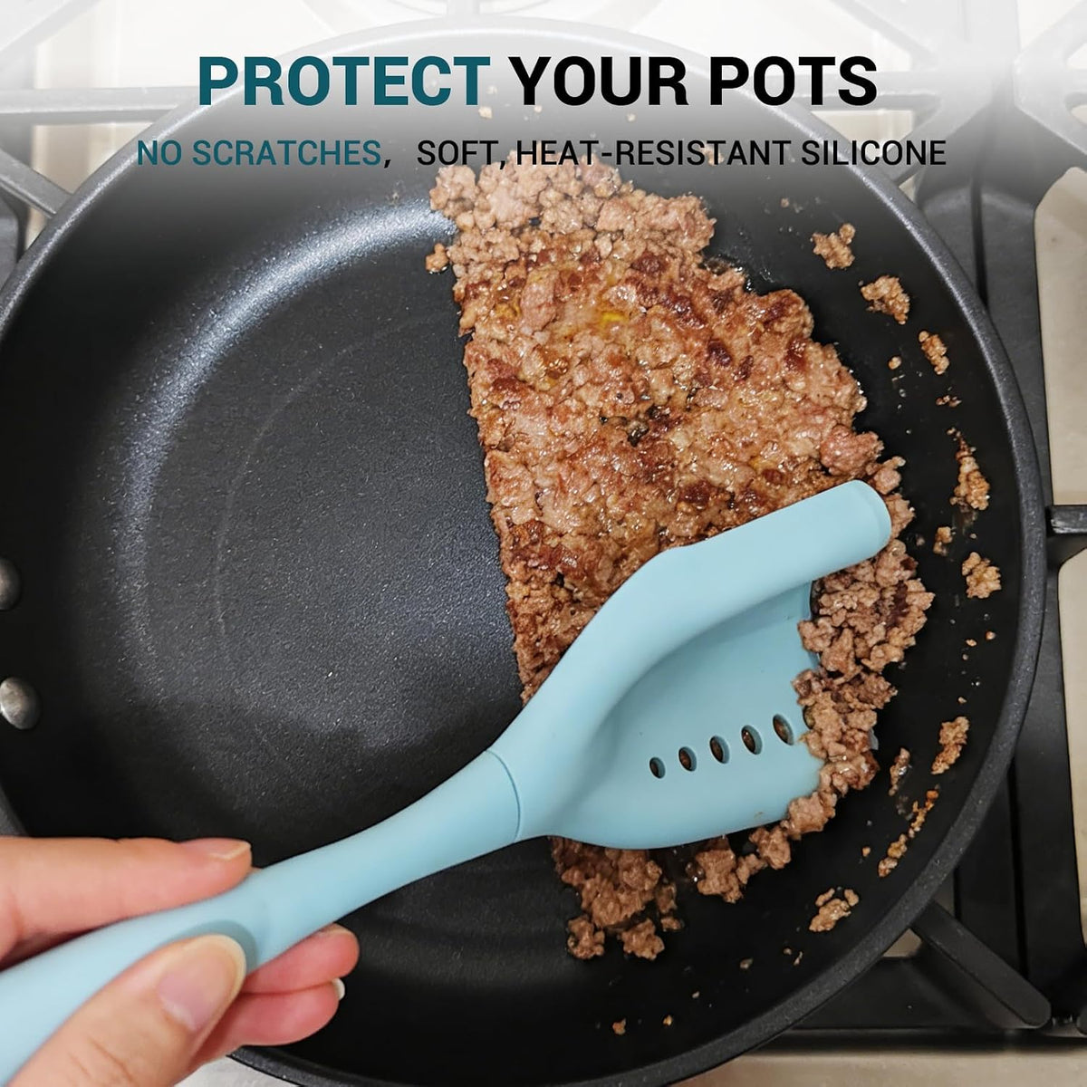 Meat Chopper Mincing Spatula, Silicone Hamburger Grinder for Ground Beef