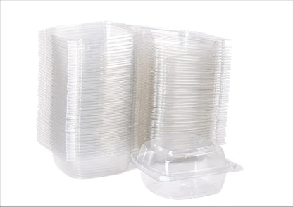 Smygoods Plastic Clamshell Food Containers, (Pack of 50-8x8x3 3/8) 3-Compartment, to go Containers, Hinged Food Container