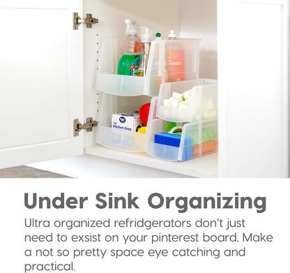 IRIS USA Clear Plastic Stackable Storage Bins, Large- 8 Pack, Open Front Fridge Pantry Kitchen Closet Cabinet Bathroom Organizer Basket for Organizing Snack, Cans, Office Supplies, and Coffee Pods