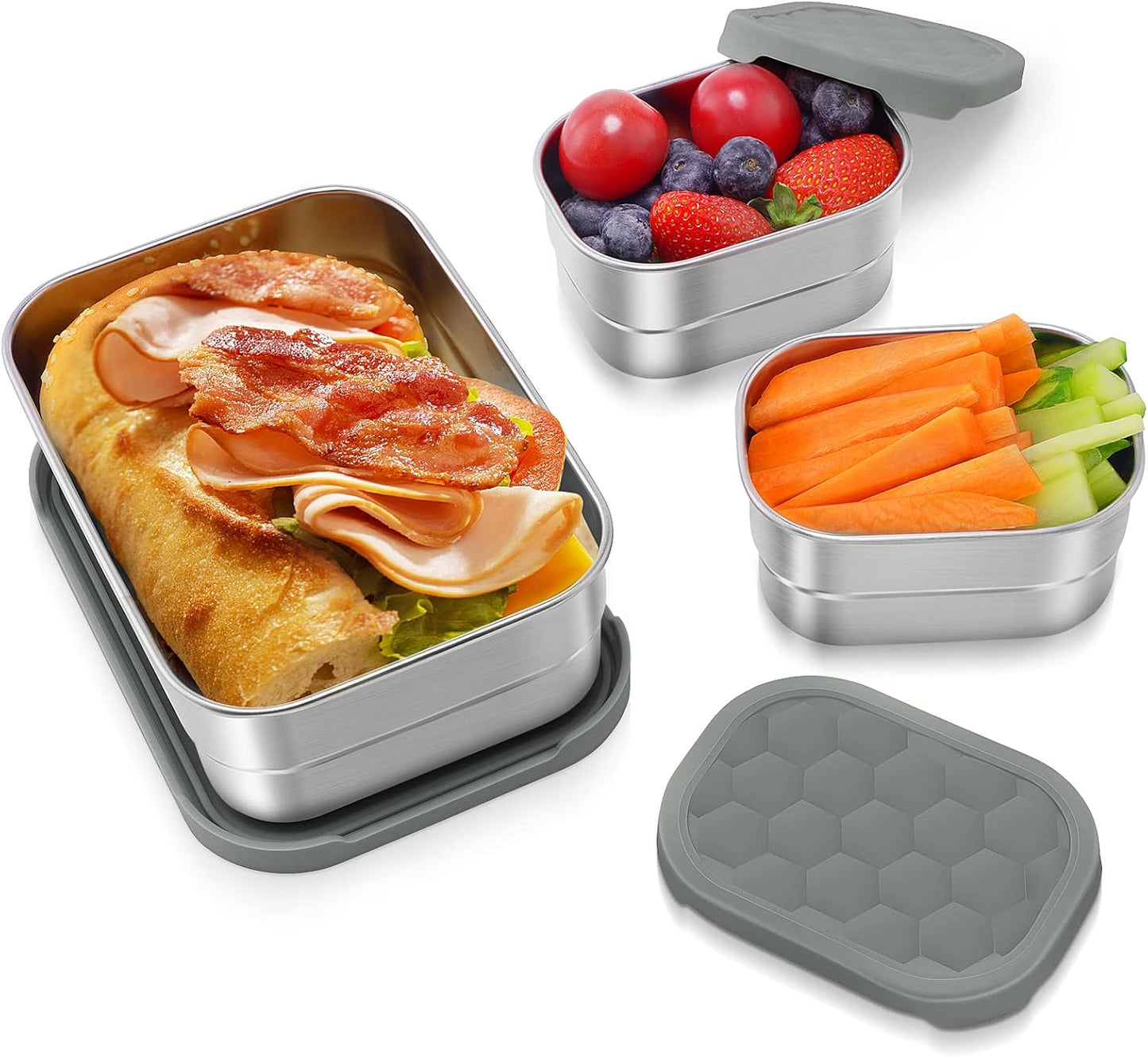 Tanjiae Small (1 CUP) Stainless Steel Snack Containers for Kids | Easy Open Leak Proof Food Containers with Silicone Lids - Perfect Metal Toddler Lunch Box for Daycare and School (8oz)