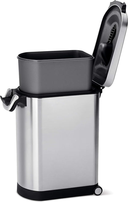 simplehuman 25 Liter, 27 lb / 12.2 kg Medium Pet Food Storage Container for Dog Food, Cat Food, and Bird Feed, Alloy Steel, Matte Black