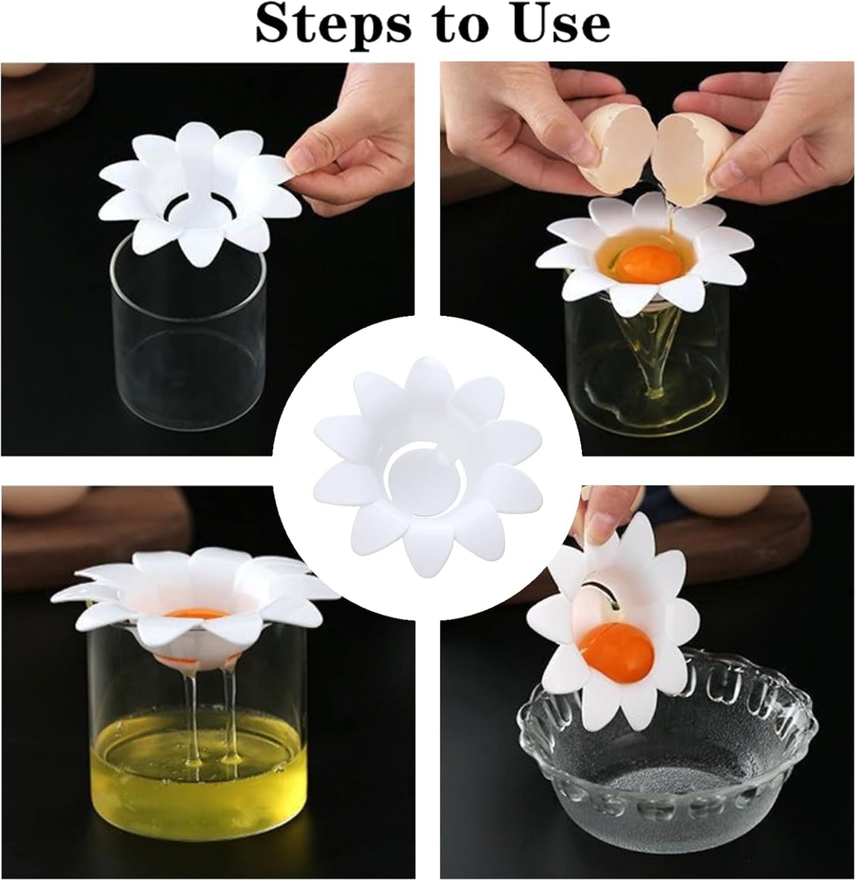 2 Pcs Egg Yolk Separator Exquisite Flower-Shaped Egg Separator Tools