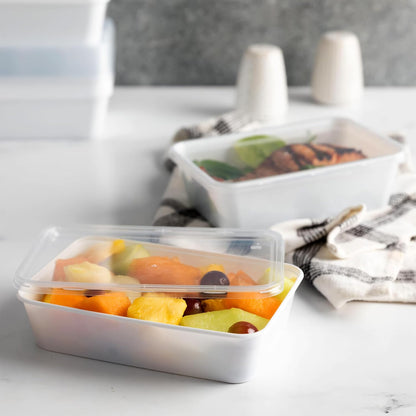 Bluesky Versatile Rectangle Containers-(Pack of 10) -Perfect for Meal Prep & Storage, 34 oz, White