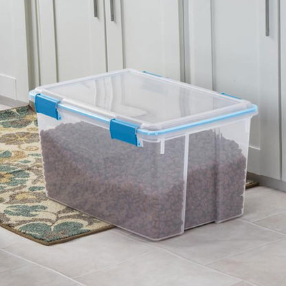 Sterilite 80 Qt Gasket Box, Stackable Storage Bin with Latching Lid and Tight Seal, Plastic Container to Organize Basement, Clear Base and Lid, 1-Pack