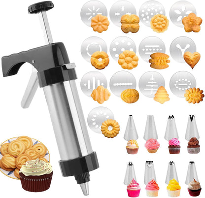 Cookie Press Gun Kit,Stainless Steel Spritz Cookie Press