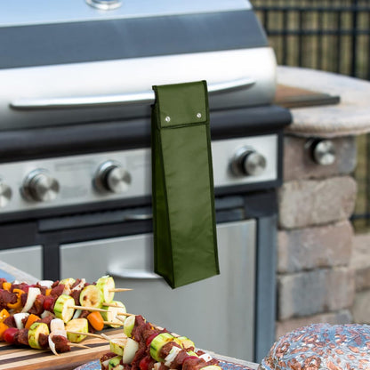 Amylove 1 pcs Grill Utensil Storage Bag BBQ Tool Storage Bags Barbecue Hardware Tool BBQ Utensil Holder Pouch Oxford Cloth Accessory Foldable for Camping Hiking (Black)