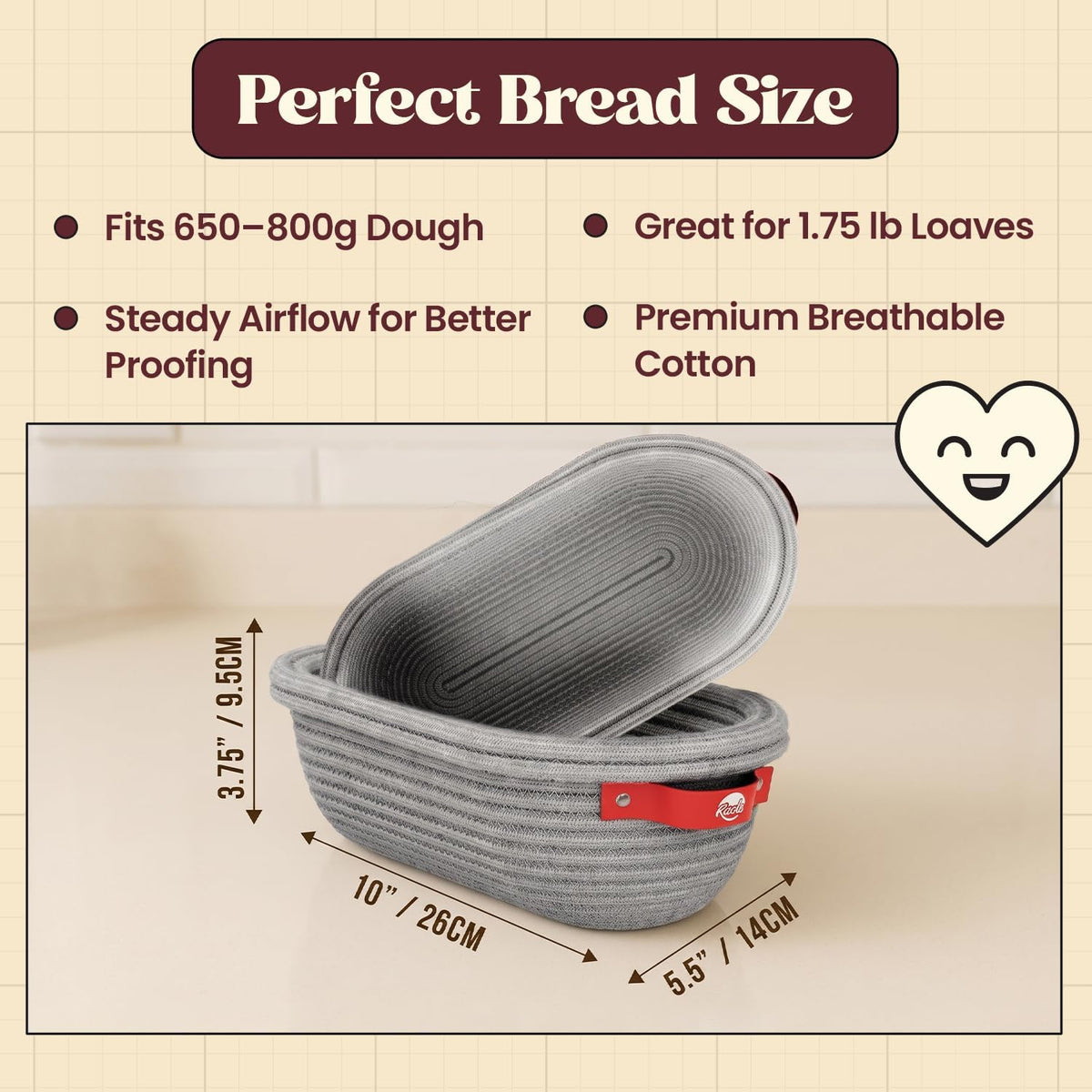 RICCLE Banneton Bread Proofing Basket, 2 Oval Sourdough Banneton Baskets