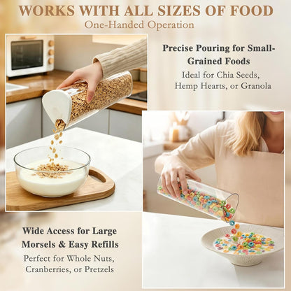 6 Grids 360° Rotating Cereal Dispenser Countertop - 7 lbs Rice Dispenser for Pantry Kitchen - Small Food Storage Containers Set with Lids - Grain Cereal Storage Container for Oats, Flour, Bean