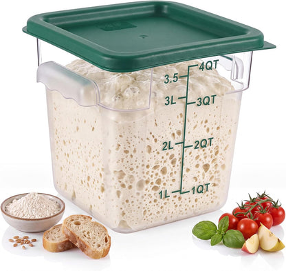 Ziliny 1 Pcs 4 Qt Clear Square Dough Proofing Container with Lid, Red