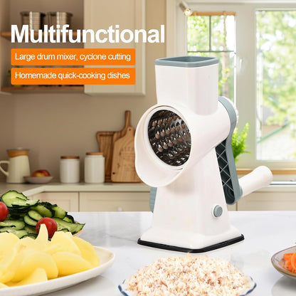 Rotary Cheese Grater Manual Hand Crank 3-in-1 Vegetable Shredde
