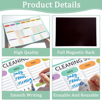 Naozinebi 2 Pcs Magnet Cleaning Planner Magnetic Cleaning Schedule and Checklist Daily Weekly Monthly Quarterly Semi-Annual Annually Chore Chart for Adults Dry Erase to Do List White Board for Fridge