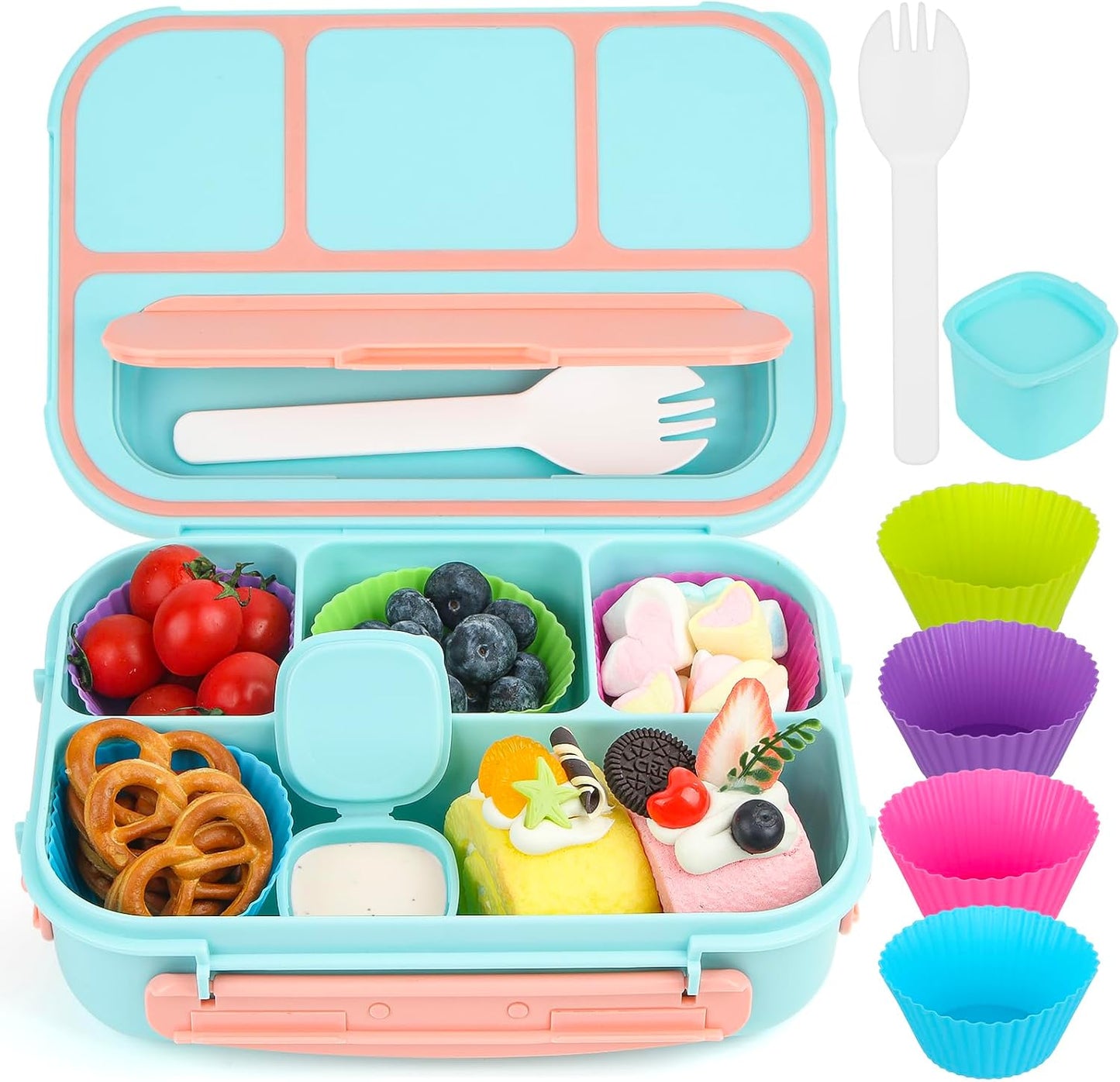 MaMix Bento Box Adult Lunch Box, Lunch Box Kids, Lunch Containers for Adults/Kids/Students,1300ML-4 Compartment Bento Box (purple)