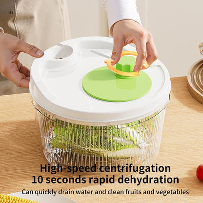 Salad Spinner, Manual Crank Fruit Washer Bowl With Drain Spout Serving Bowl