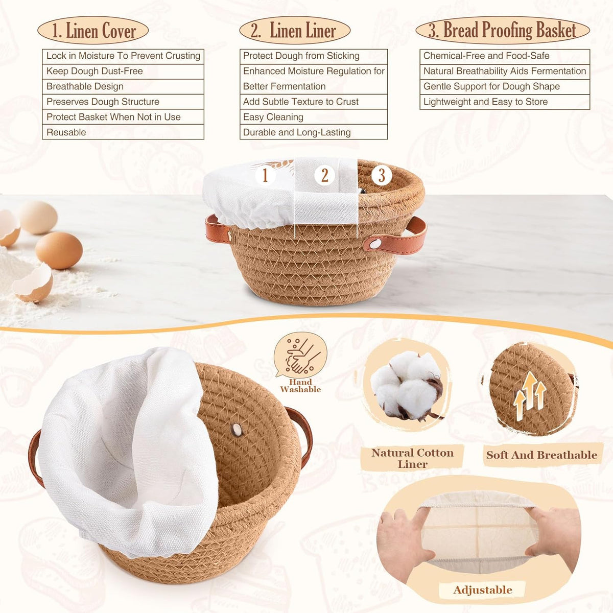 Sourdough Starter Kit, Sourdough Bread Baking Supplies, Sour Dough Starter Kits, Woven Bread Proofing Basket, Sourdough Kit Jar Sour Dough Bread Making Tools Kit Accessories, Gifts for Women Mom Wife
