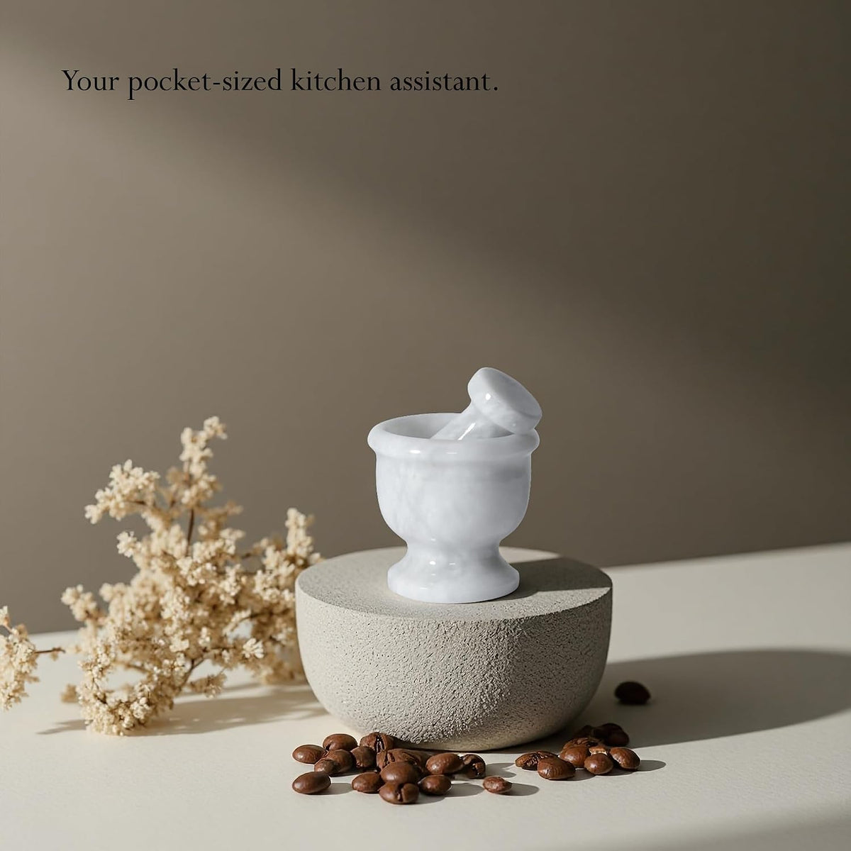 Mortar and Pestle Set – Large Stone Grinder with Polished Bowl & Non-Slip Base | Elegant Onyx Marble Kitchen Tool for Spices, Herbs & Guacamole