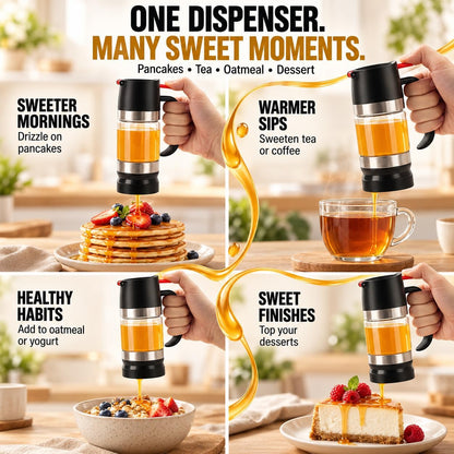 Honey Dispenser 9.8 Oz No Drip with Base 2026 Upgrade, Glass Honey Jar pot with Handle, Syrup Dispenser for Coffee or Tea, Mess Free Honey Dispenser for Honey and Syrup, Honey Container