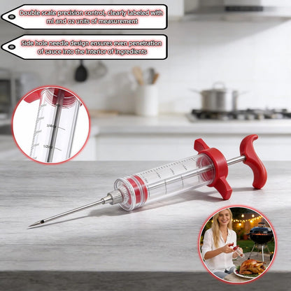 Meat Injector Syringe with Cleaning Brush,30ml/1oz Capacity Turkey Injector with 3"Needle,1 oz Brining Kit for Effortless Marinating-Perfect for BBQ,Chicken,Thanksgiving Turkey,Steak&Grill
