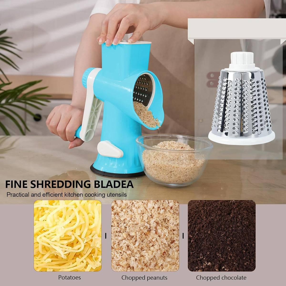 Rotary Cheese Grater with Handle-Versatile Cheese Grater