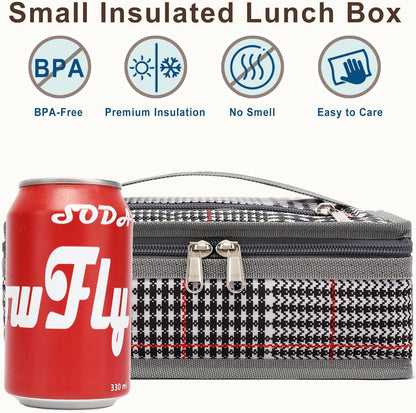 FlowFly Small Insulated Lunch box Portable Soft Bag Mini Cooler Thermal Meal Tote Kit with Handle for Work & School, Black