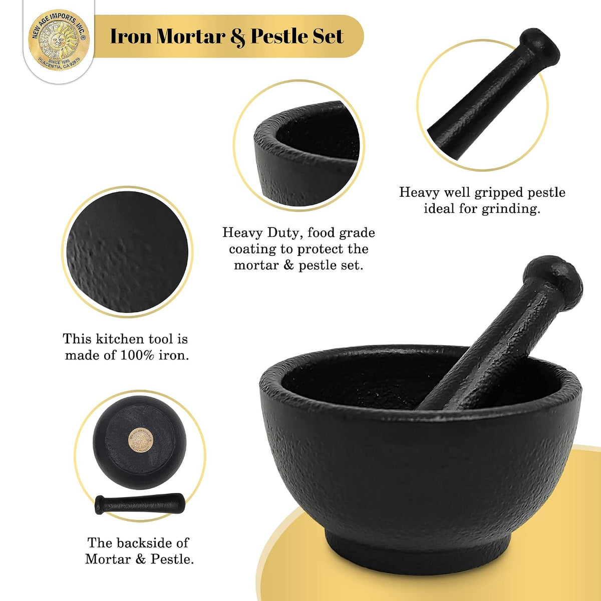 Cast Iron Cauldron Mortar and Pestle Set (MP3-Cauldron Mortar & Pestle)