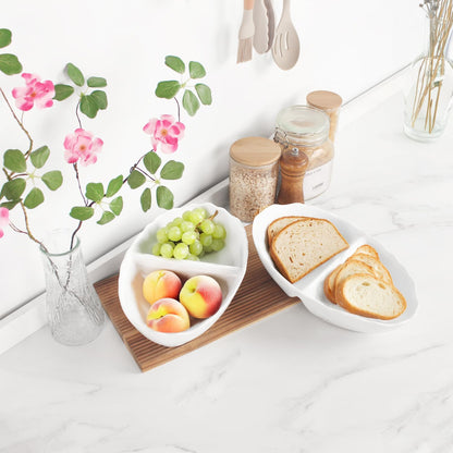 Ceramic 10.9 Inch Chips and Dip Set, Chips and Dip Divided Tray, Moisture Proof Cereal Bowl (for Salad, Pasta, Fruit, Sauce), Divided Moisture Proof Cereal Bowl Buffet Bowl Set