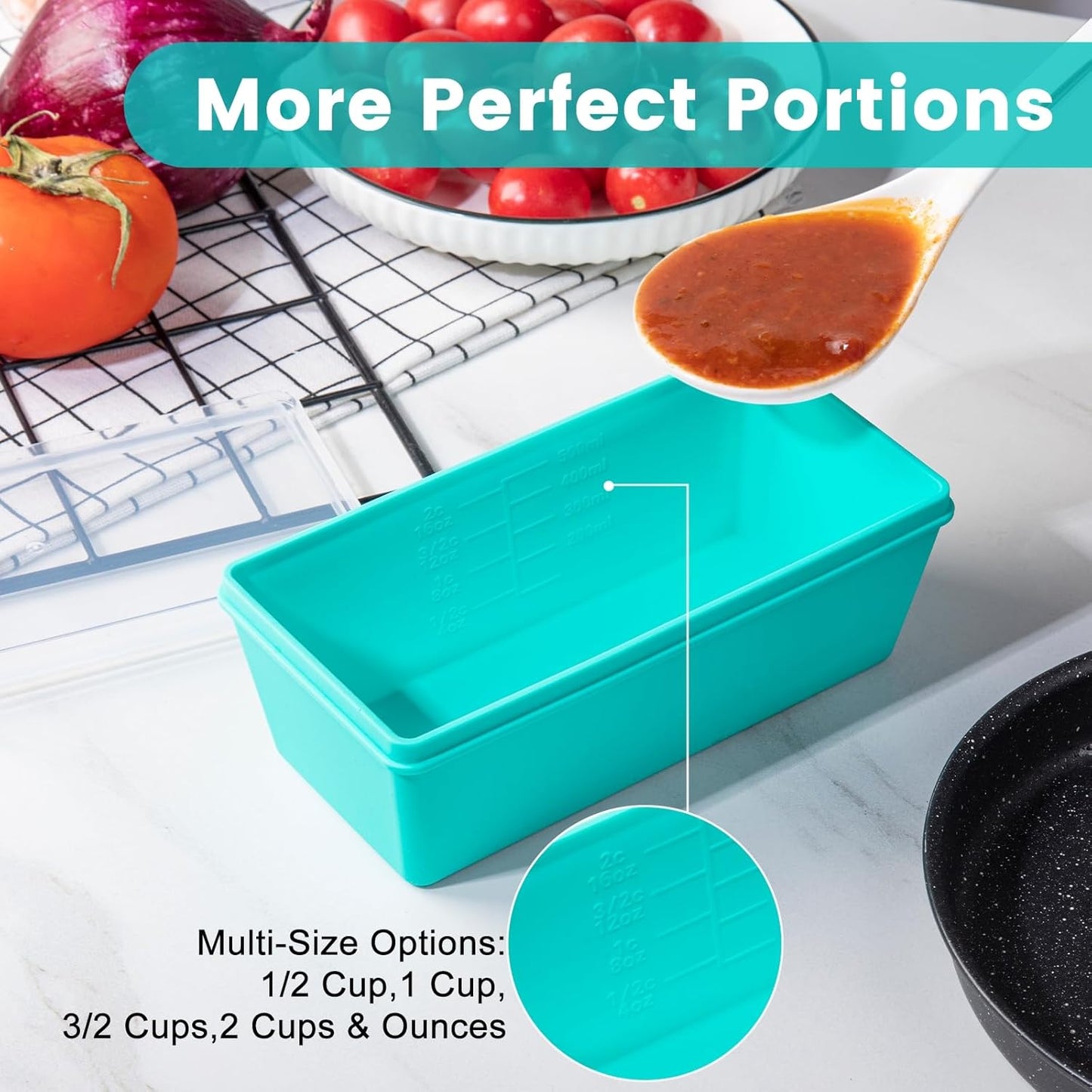 Gemice 1-Cup Silicone Freezer Molds with Lids, Individual 4-Pack Portion Soup Cubes Freezer Trays for Food Storage, Oven & Dishwasher Safe, BPA-Free, Silicone Freezer Containers for Meal Prep