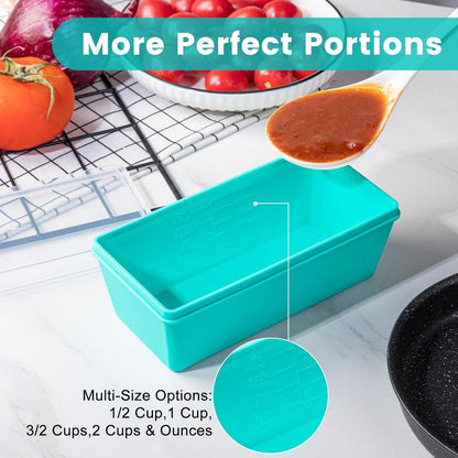 Gemice 1-Cup Silicone Freezer Molds with Lids, Individual 4-Pack Portion Soup Cubes Freezer Trays for Food Storage, Oven & Dishwasher Safe, BPA-Free, Silicone Freezer Containers for Meal Prep
