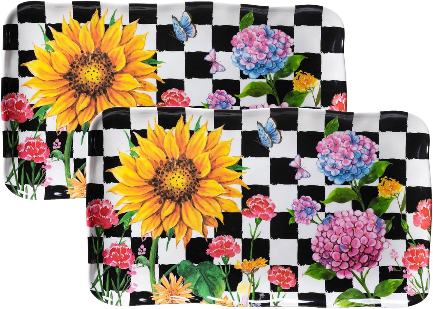 LEHAHA Grilling Prep and Serve Trays, BBQ Serving Platter, Melamine Serving Trays for Food, Set of 2, Great Gift for Father's Day, BBQ Lovers, Prefect for Chrismas Festival and Everyday use.