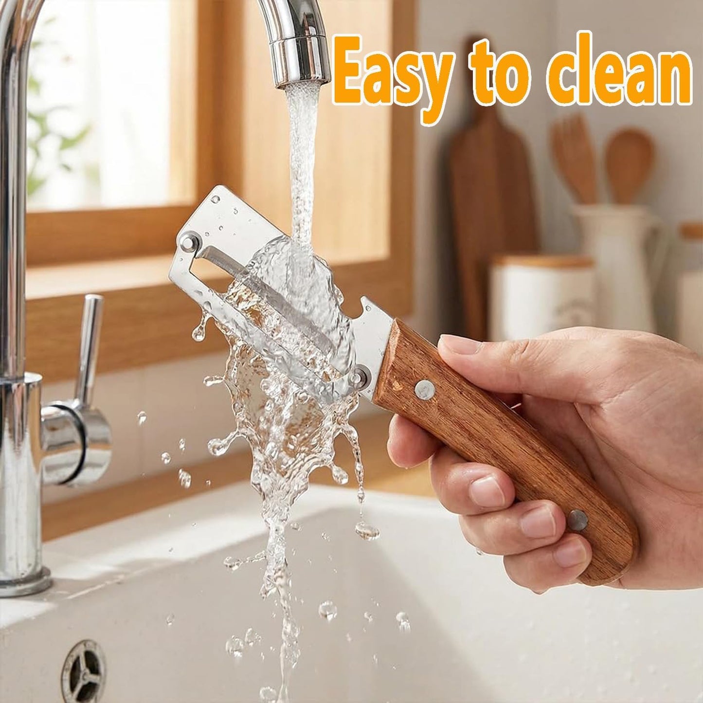 2-in-1 Multifunctional Vegetable Peeler with Wooden Handle & Stainless Steel Blade, Multifunctional Vegetable Peeler, Built-in Bottle Opener, Fruit & Vegetable Kitchen Peeling Tool (1Pcs)