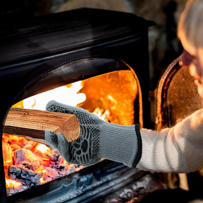 UBeesize Lengthen BBQ Gloves (Phoenix), 1472°F Heat Resistant Grill Glove, 14 inch Fireproof Oven Gloves for Cooking, Non-Slip Fire Glove for Grilling, Barbecue, Smoker, Baking, Frying