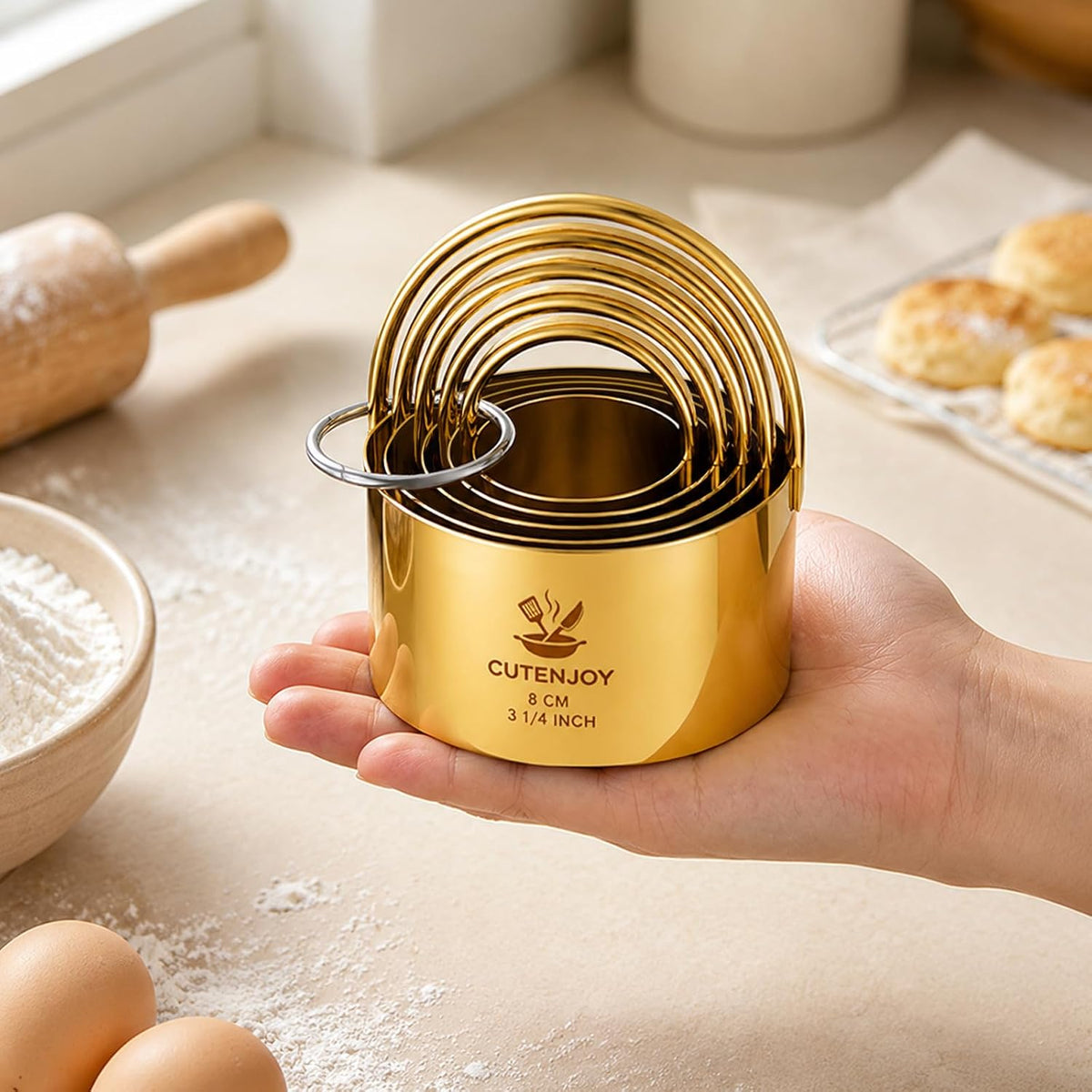 Round Cookie Cutters (2, 3, 3.5, 4, 5, 6 Inch) Biscuit Cutter Set