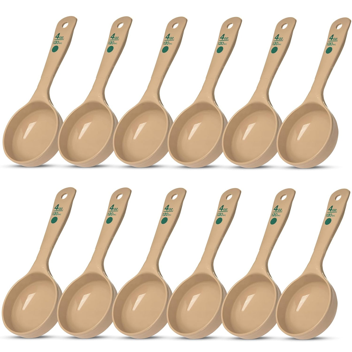 Carlisle FoodService Products Measure Miser Solid Spoon Measuring Spoon with Short Handle for Kitchens, Plastic, 4 Ounces, Beige