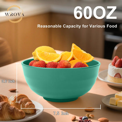 Wrova Wheat Straw Bowls for Kitchen set of 6,Anti-Scald Thick Soup Bowls 40oz,Microwave and Dishwasher Safe Bowl Sets, Unbreakable Cereal Bowl Sets. Vibrant Series