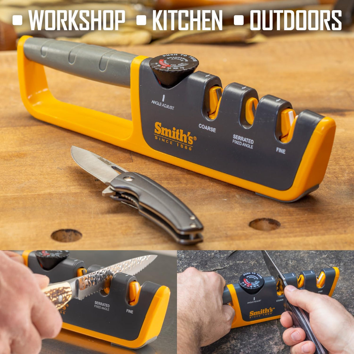 Smiths Adjustable Manual Knife Sharpener Gray/Yellow S-50264