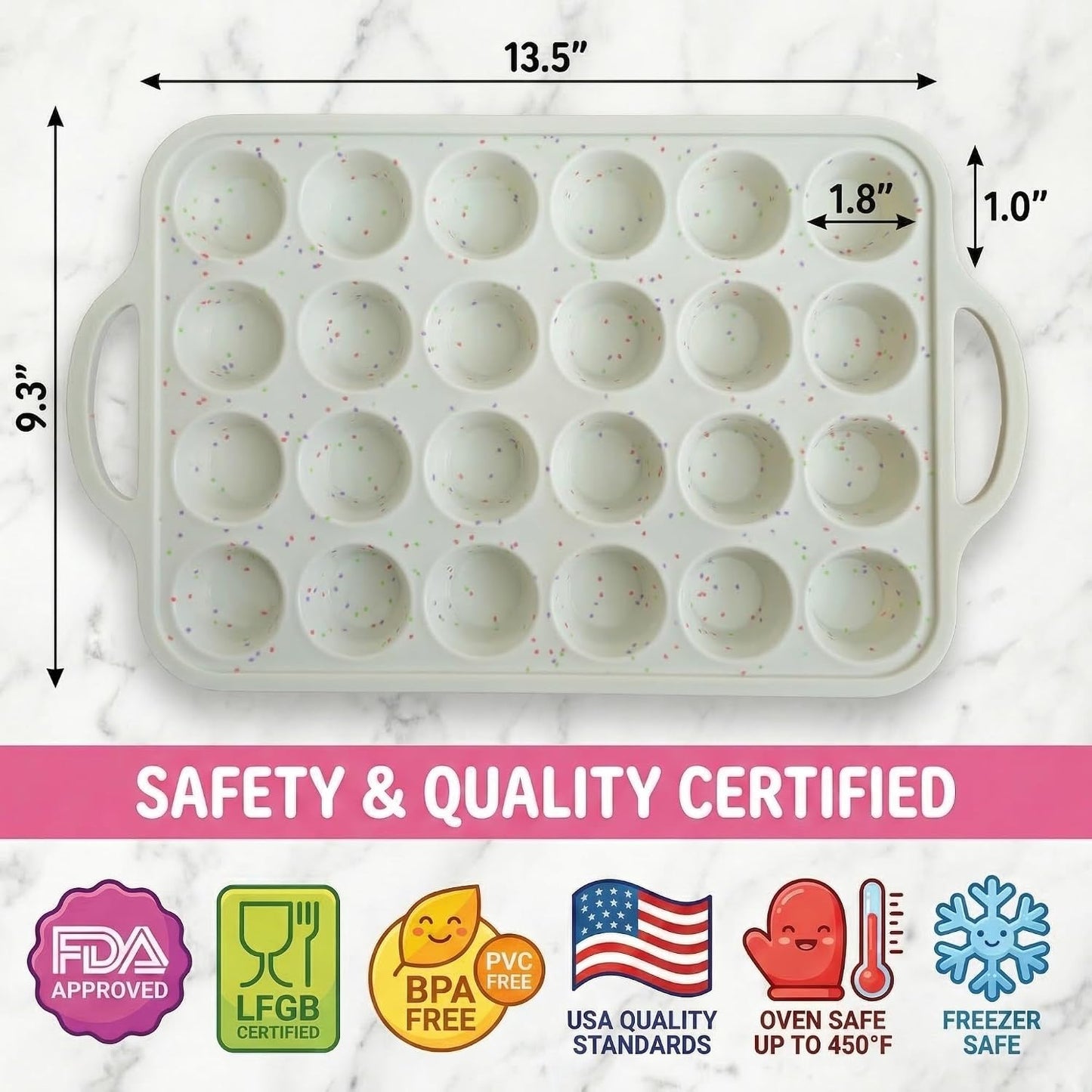2-Pack Silicone Muffin Pan Set – Regular 12 Cup & Mini 24-Cup Silicone Muffin Pans for Baking – Nonstick Silicone Cupcake Pan with Metal-Reinforced Handles – BPA-Free, Dishwasher-Safe, Cream
