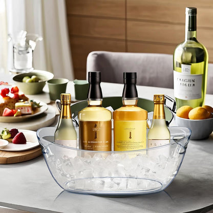 Emycool Ice Bucket, 5.5L Large Ice Buckets for Parties and Freezer, Plastic Beverage Tub for Cocktail Bar with Scoops for Wine, Champagne, Beer (4PCS)