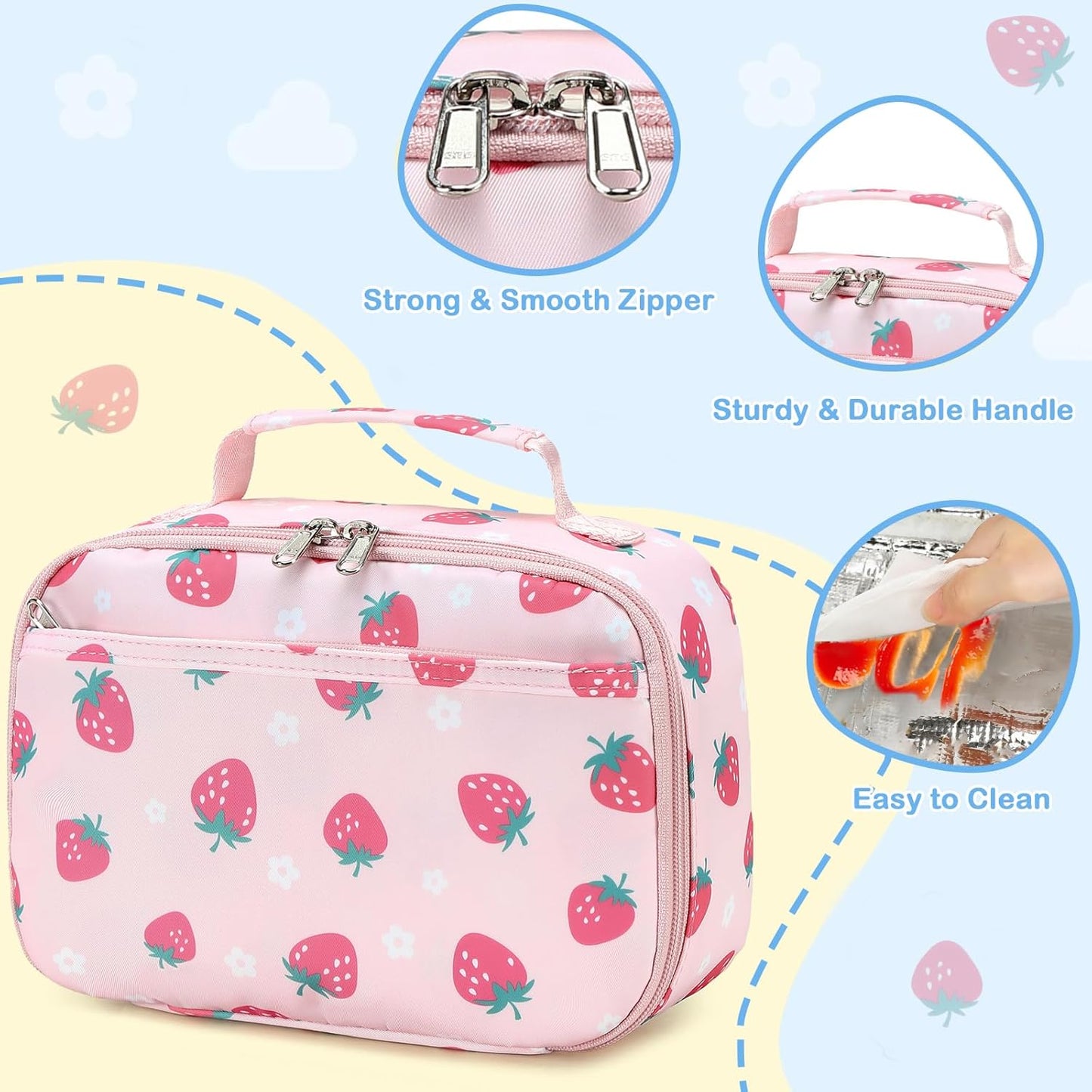 CAMTOP Kids Lunch Box Boys Girls Insulated Lunch Cooler Bag Reusable Lunch Tote Kit for School Travel (094 Tie Dye)