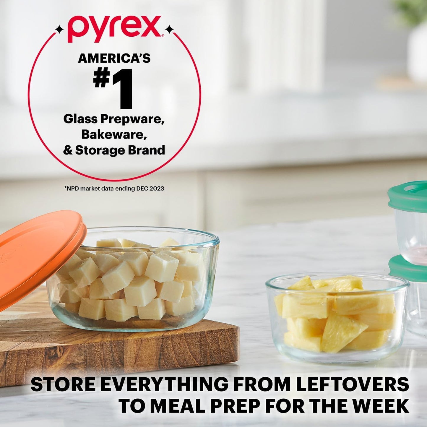 Pyrex Simply Store (12-Pack) Glass Food Storage Containers Set, (1, 2, & 3 Cup) Meal Prep Containers with Plastic BPA-Free Lids, Dishwasher & Microwave Safe