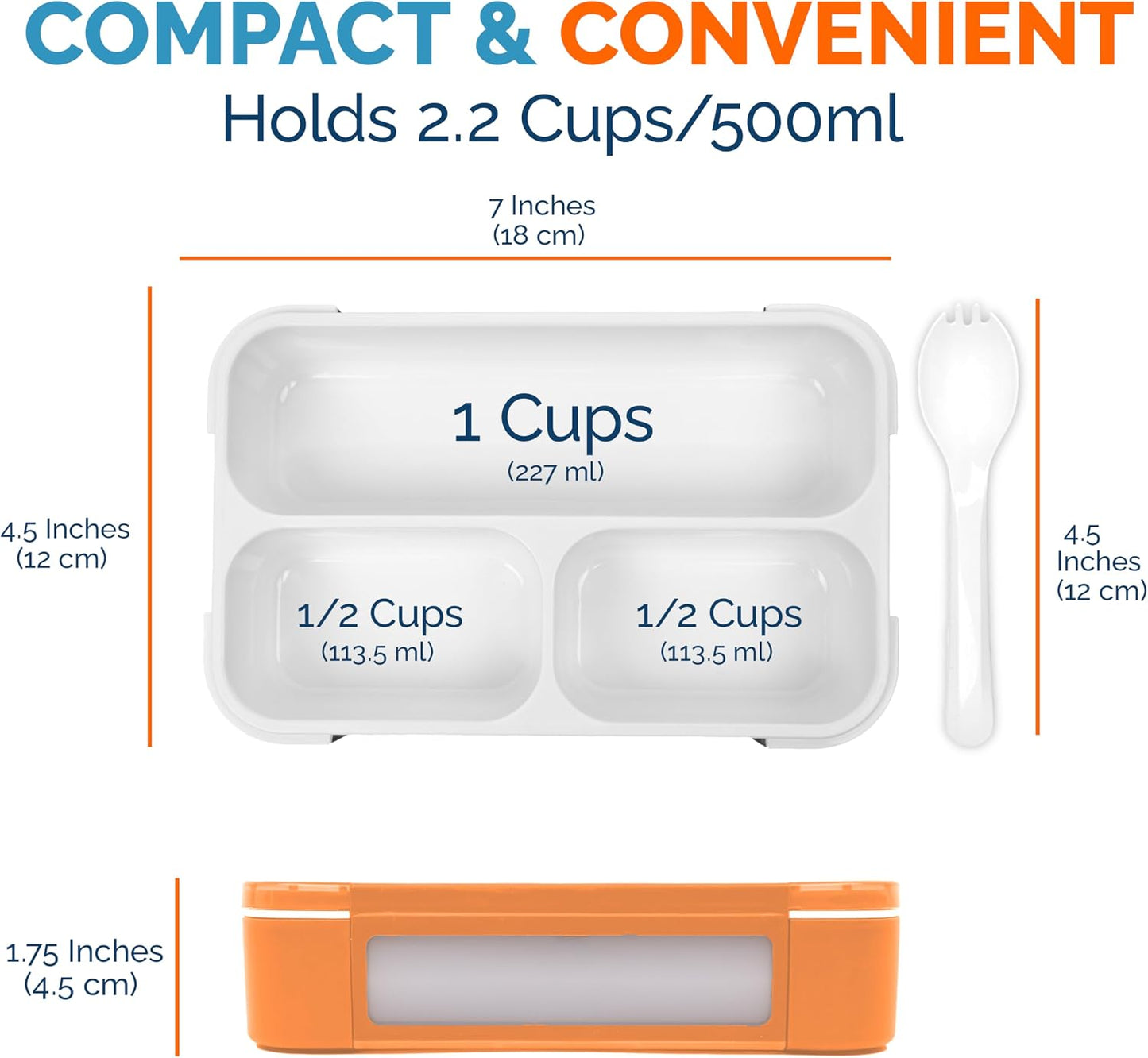 Small Snack Containers for Kids Toddlers - 3 Compartments (Set of 2) - Leak-Proof Reusable Boxes with Lids - BPA-Free Plastic Mini Bento Lunch Box - Holds 2 Cups Capacity (Pastel Blue+Teal Sparkle)