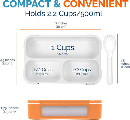 Small Snack Containers for Kids Toddlers - 3 Compartments (Set of 2) - Leak-Proof Reusable Boxes with Lids - BPA-Free Plastic Mini Bento Lunch Box - Holds 2 Cups Capacity (Pastel Blue+Teal Sparkle)